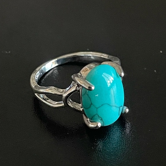 Turquoise stone S925 silver woman ring size 7.5 - Picture 2 of 8